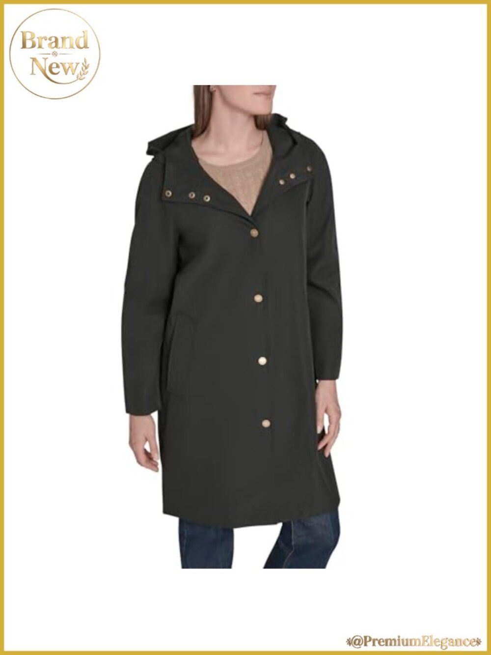 Snap Front Raincoat Long Sleeve Notch Collar Classic Fit